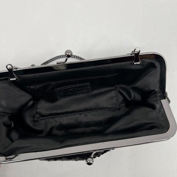 LOFT Black Sequin Mini Clutch | Silver Hardware Detail - Picture 5 of 7